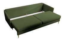 Volio three-seater sofa, hydrophobic velvet, gold legs