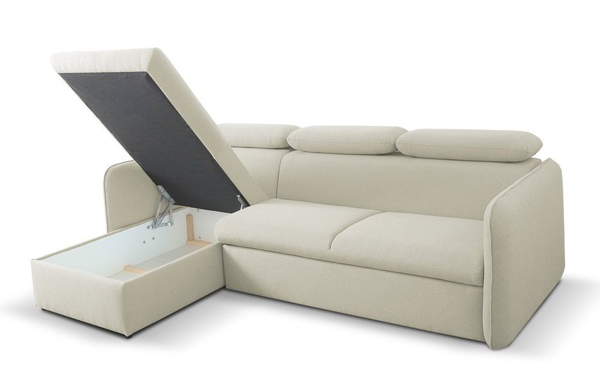 Corner sofa with sleeping function Paladia Castel 04 in hydrophobic fabric velour left side