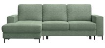 Mokpeo L-shaped corner sofa with sleeping function with two containers on black legs Sorella 34 chenille left-hand side