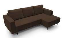 Rodario mini dark brown corner sofa with sleeping function with right-hand corduroy container