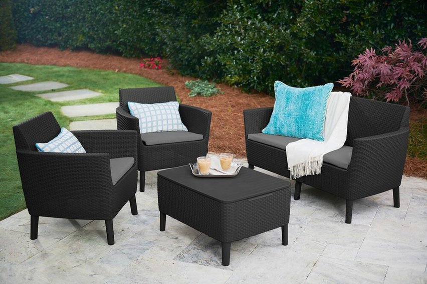 Salemo Keter garden set, four-seater table with storage, graphite