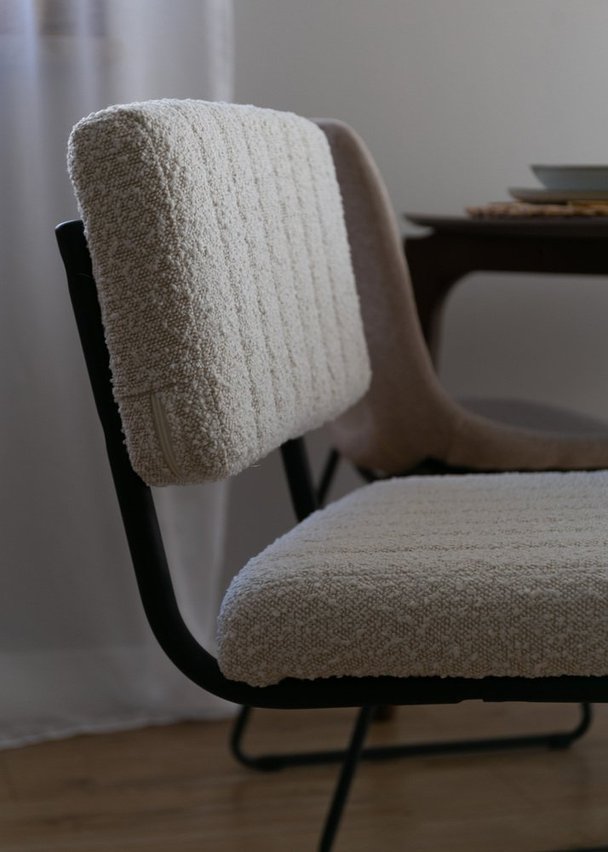 Siterize white swivel chair in white boucle fabric