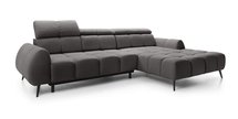 Perre L-shaped corner sofa bed with electrically extendable seat and adjustable headrest (Fabric: Castel 93, Side: Right)