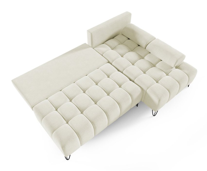 Bareli L-shaped Amon 18 corner sofa bed with storage, hydrophobic velvet, right-hand side