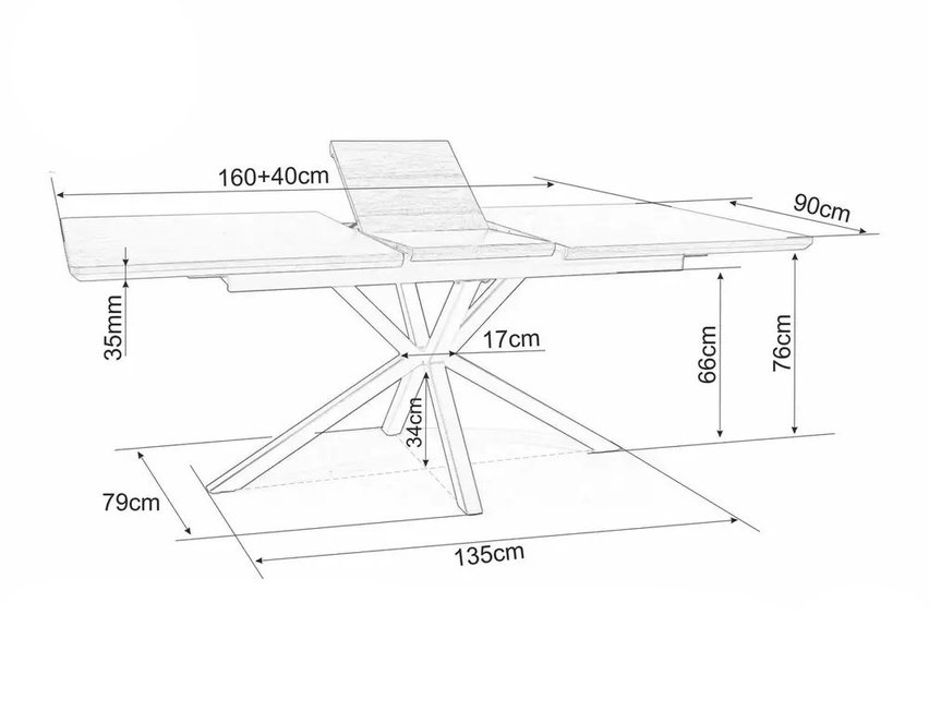 Extendable table Logan 160(200)x90 oak/matt black