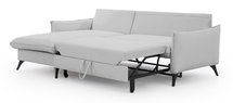 Corner sofa with sleeping function Cambiano L-shaped with storage, gray hydrophobic velvet, left-sided