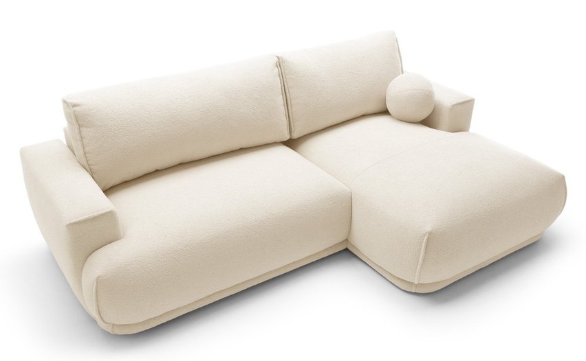 Divo Mini L-shaped corner sofa with sleeping function with a right-handed vanilla boucle container