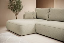 Foggi Melody 13 L-shaped corner sofa with sleeping function with left-hand chenille container