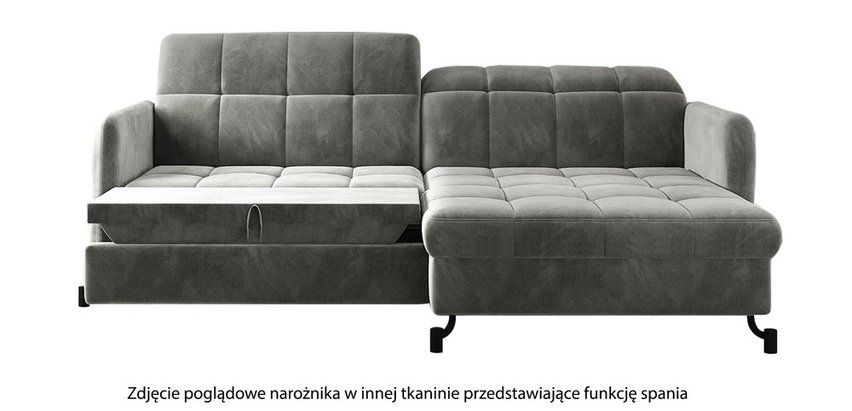 Clainlo L-shaped corner sofa with sleeping function with storage and adjustable headrest, green hydrophobic velvet, left-hand side