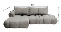 Canapé d'angle Ombo en L avec fonction couchage avec conteneur Salvador 01, velours hydrophobe, côté droit