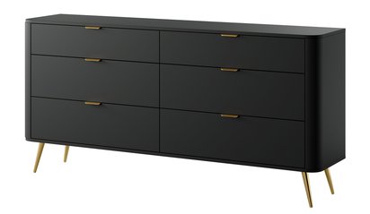 Oval chest of drawers with six drawers 172 cm Black