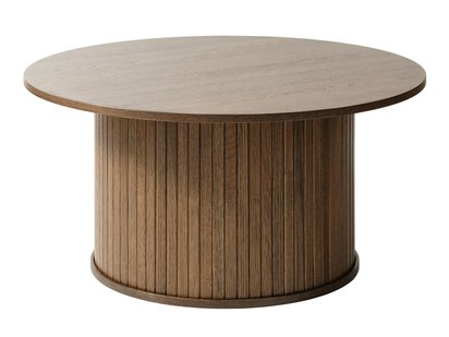 Gativel round wooden table, 90 cm, with a round base, burnt oak slats