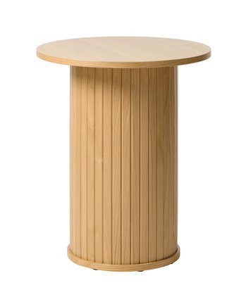Gativel round coffee table, 50 cm, natural oak slats