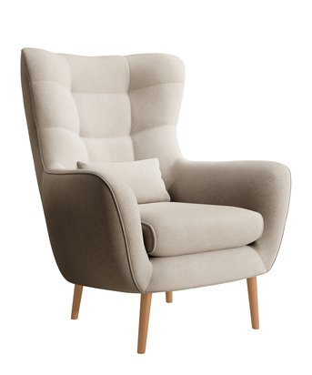Fauteuil à oreilles Vence Castel 03, velours facile d'entretien, pieds noirs (Couleur pieds : Hêtre)