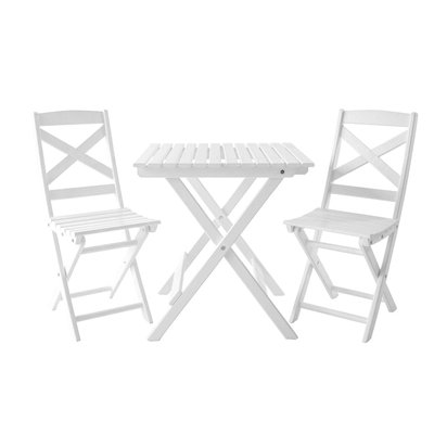 Bonnert balcony set pine wood table with two chairs white