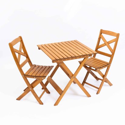 Bonnert balcony set pine wood table with two chairs honey