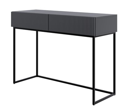 Veldio dressing table with milled front and two drawers 110 cm Black with black legs (MILOMAR FRAME)