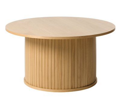 Gativel round wooden table, 90 cm, with a round base, natural oak slats