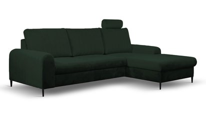 Canapé d'angle Montago en L avec fonction couchage avec rangement (Tissu : Velluto 27, Page : Droite)