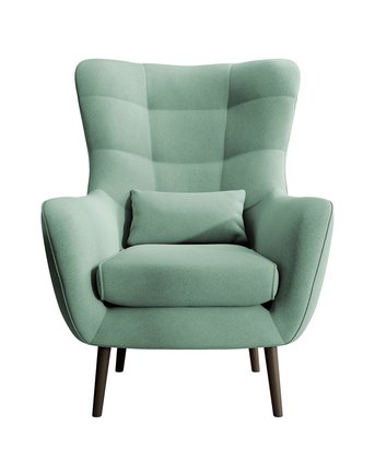 Fauteuil à oreilles Vence Castel 34, velours, pieds en hêtre facile à nettoyer (Couleur pied : Noir)