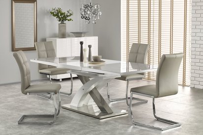 Reinosa extendable table 160-220x90 cm ash grey with glass top