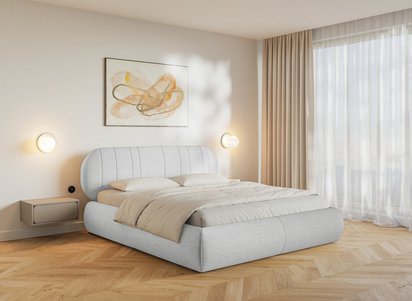 Upholstered bed 140x200 cm Asmelio rolled frame without container Verita 80