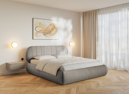 Upholstered bed 140x200 cm Asmelio rolled frame without container Verita 09