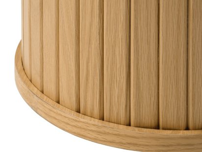 Gativel round wooden table, 90 cm, with a round base, natural oak slats