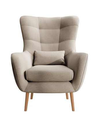 Fauteuil à oreilles Vence Castel 03, velours facile d'entretien, pieds noirs (Couleur pieds : Hêtre)