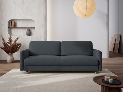 Haria Castel 79 three-seater sofa with storage, gold legs with black band