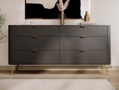 Oval chest of drawers with six drawers 172 cm Black