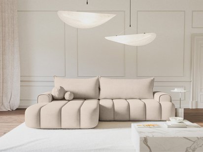 Corner sofa with sleeping function Dandelino L-shaped left-hand side with container Salvador 01 velour