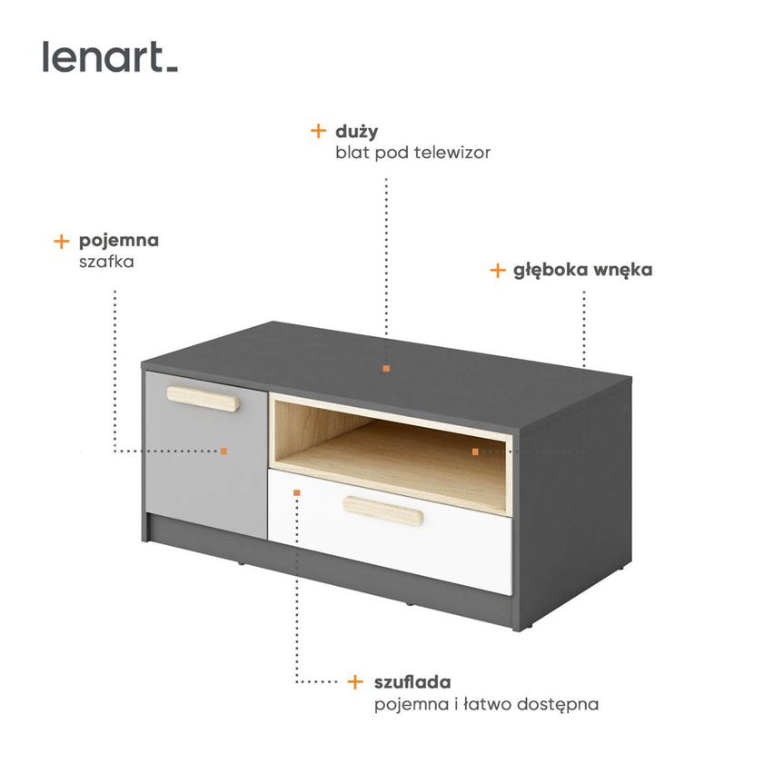 Taratam TV cabinet 100 cm with drawer